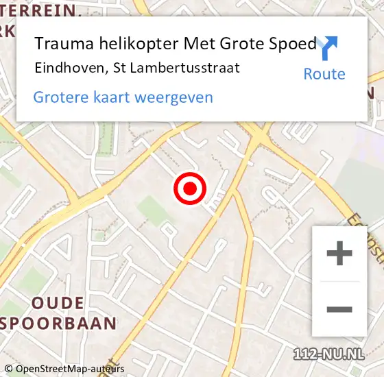 Locatie op kaart van de 112 melding: Trauma helikopter Met Grote Spoed Naar Eindhoven, St Lambertusstraat op 30 juli 2022 04:35