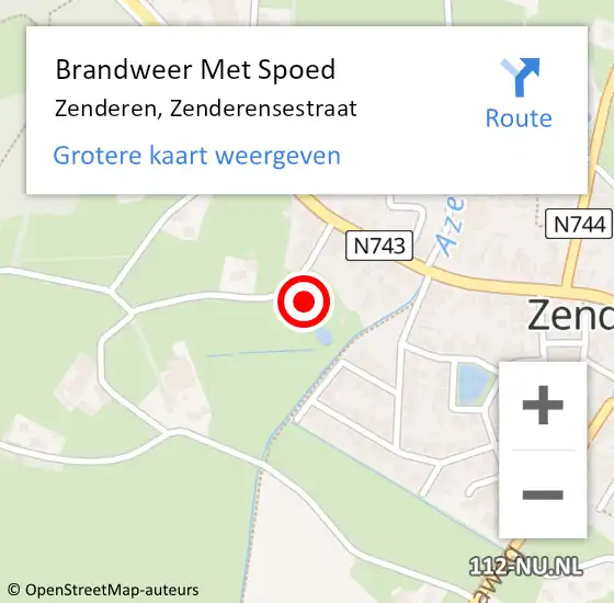 Locatie op kaart van de 112 melding: Brandweer Met Spoed Naar Zenderen, Zenderensestraat op 8 augustus 2022 21:31
