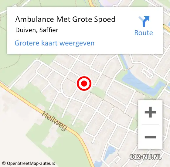 Locatie op kaart van de 112 melding: Ambulance Met Grote Spoed Naar Duiven, Saffier op 9 augustus 2022 14:07
