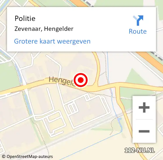 Locatie op kaart van de 112 melding: Politie Zevenaar, Hengelder op 14 augustus 2022 07:20