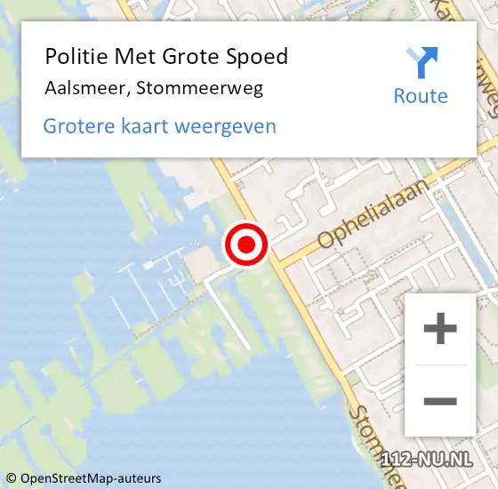 Locatie op kaart van de 112 melding: Politie Met Grote Spoed Naar Aalsmeer, Stommeerweg op 14 augustus 2022 08:04