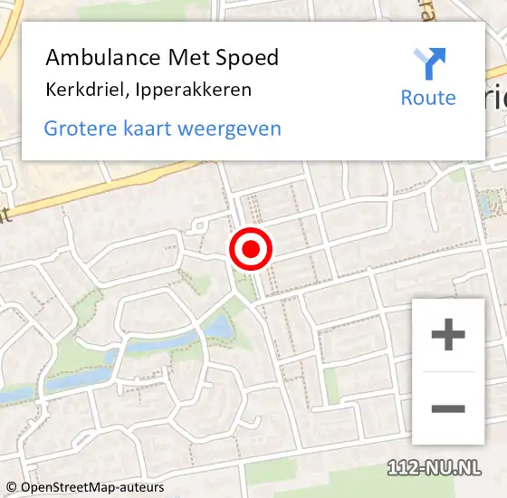 Locatie op kaart van de 112 melding: Ambulance Met Spoed Naar Kerkdriel, Ipperakkeren op 14 augustus 2022 09:24