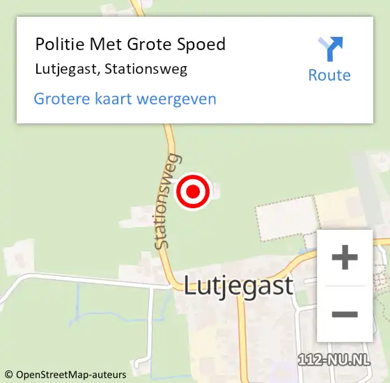 Locatie op kaart van de 112 melding: Politie Met Grote Spoed Naar Lutjegast, Stationsweg op 14 augustus 2022 09:24