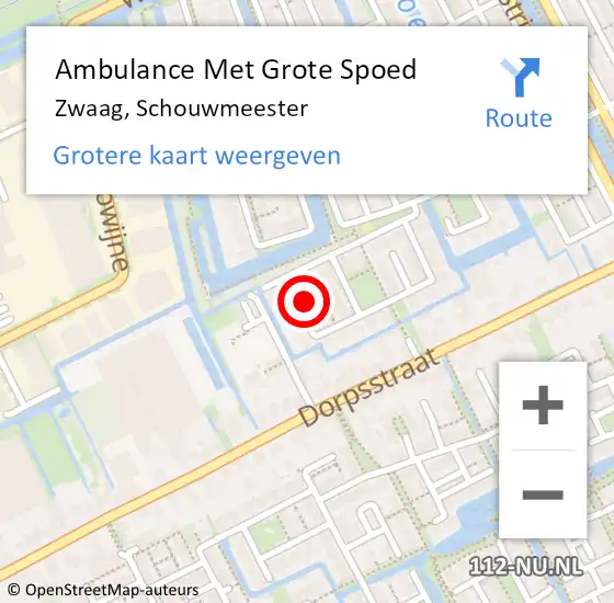 Locatie op kaart van de 112 melding: Ambulance Met Grote Spoed Naar Zwaag, Schouwmeester op 14 augustus 2022 09:29