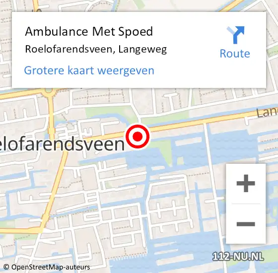 Locatie op kaart van de 112 melding: Ambulance Met Spoed Naar Roelofarendsveen, Langeweg op 15 augustus 2022 21:27
