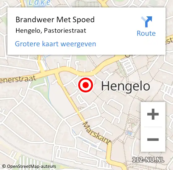 Locatie op kaart van de 112 melding: Brandweer Met Spoed Naar Hengelo, Pastoriestraat op 26 augustus 2022 07:39