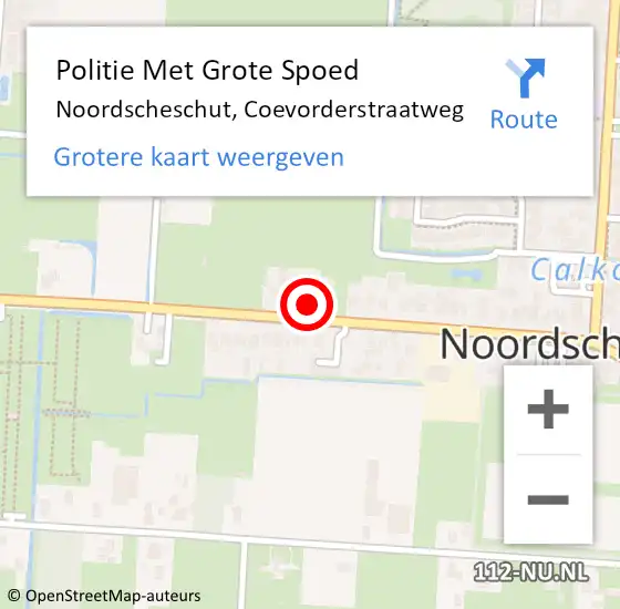 Locatie op kaart van de 112 melding: Politie Met Grote Spoed Naar Noordscheschut, Coevorderstraatweg op 17 september 2022 01:07