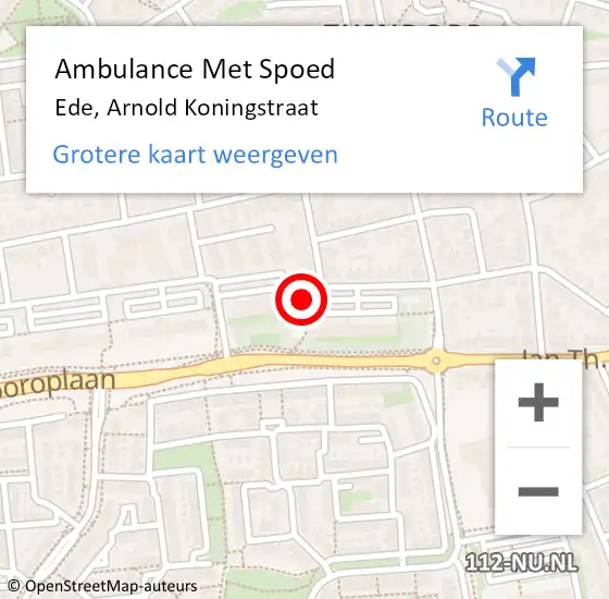 Locatie op kaart van de 112 melding: Ambulance Met Spoed Naar Ede, Arnold Koningstraat op 27 september 2022 23:05