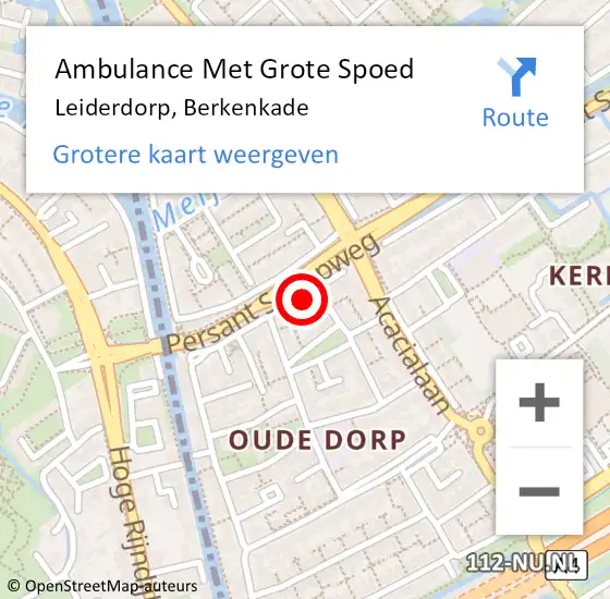 Locatie op kaart van de 112 melding: Ambulance Met Grote Spoed Naar Leiderdorp, Berkenkade op 6 oktober 2022 23:21