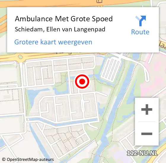 Locatie op kaart van de 112 melding: Ambulance Met Grote Spoed Naar Schiedam, Ellen van Langenpad op 8 oktober 2022 15:02