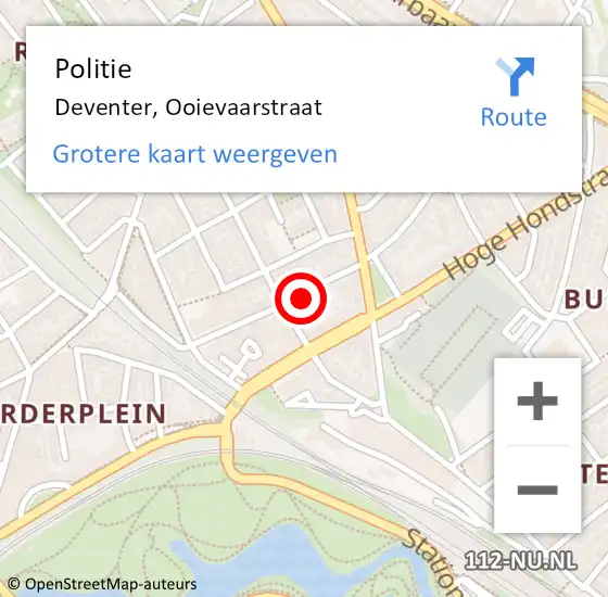 Locatie op kaart van de 112 melding: Politie Deventer, Ooievaarstraat op 23 oktober 2022 15:51