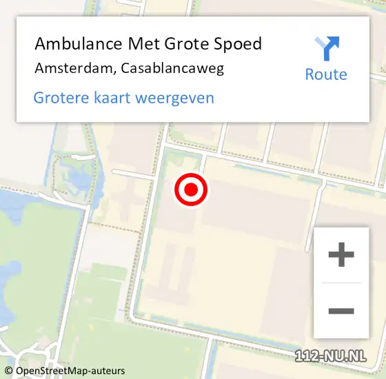 Locatie op kaart van de 112 melding: Ambulance Met Grote Spoed Naar Amsterdam, Casablancaweg op 3 november 2022 07:49