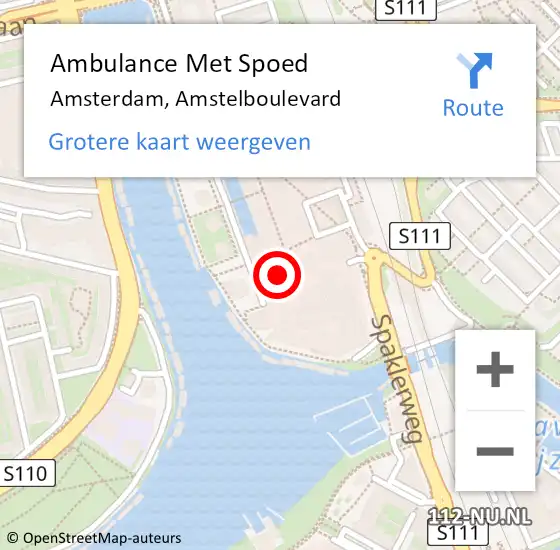 Locatie op kaart van de 112 melding: Ambulance Met Spoed Naar Amsterdam, Amstelboulevard op 5 november 2022 08:50