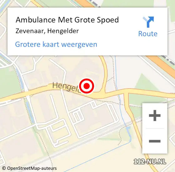 Locatie op kaart van de 112 melding: Ambulance Met Grote Spoed Naar Zevenaar, Hengelder op 26 november 2022 19:29
