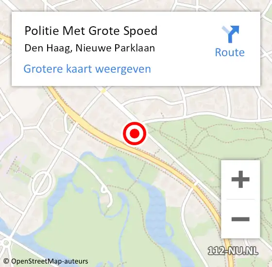 Locatie op kaart van de 112 melding: Politie Met Grote Spoed Naar Den Haag, Nieuwe Parklaan op 27 november 2022 19:50