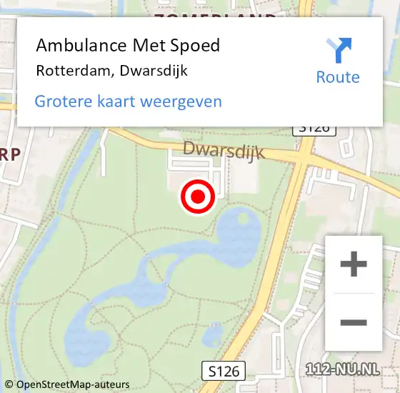 Locatie op kaart van de 112 melding: Ambulance Met Spoed Naar Rotterdam, Dwarsdijk op 27 november 2022 20:53
