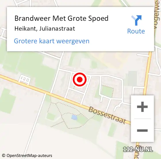 Locatie op kaart van de 112 melding: Brandweer Met Grote Spoed Naar Heikant, Julianastraat op 10 december 2022 16:00