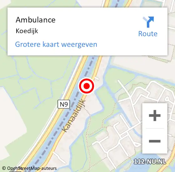 Locatie op kaart van de 112 melding: Ambulance Koedijk op 18 december 2022 22:29
