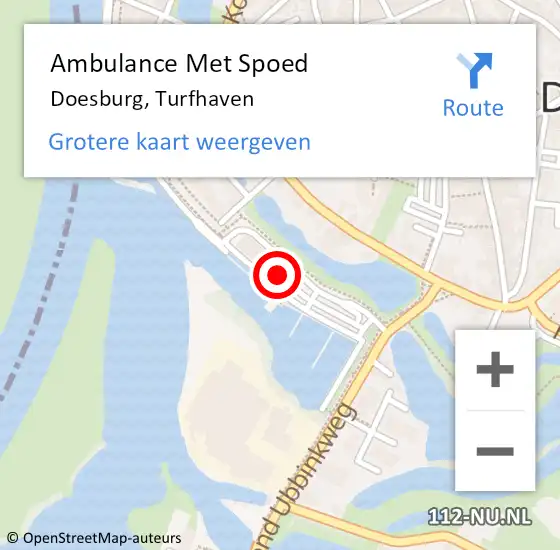 Locatie op kaart van de 112 melding: Ambulance Met Spoed Naar Doesburg, Turfhaven op 30 december 2022 11:56