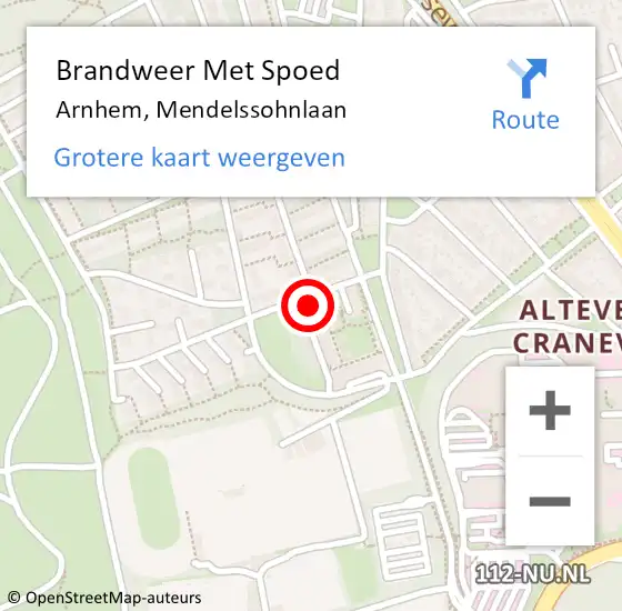 Locatie op kaart van de 112 melding: Brandweer Met Spoed Naar Arnhem, Mendelssohnlaan op 31 december 2022 13:06