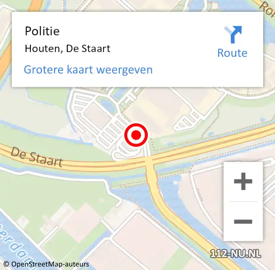 Locatie op kaart van de 112 melding: Politie Houten, De Staart op 10 januari 2023 08:18