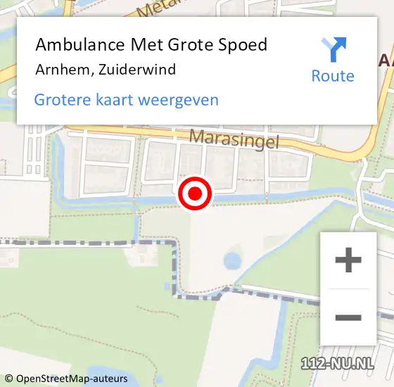 Locatie op kaart van de 112 melding: Ambulance Met Grote Spoed Naar Arnhem, Zuiderwind op 4 februari 2023 04:45