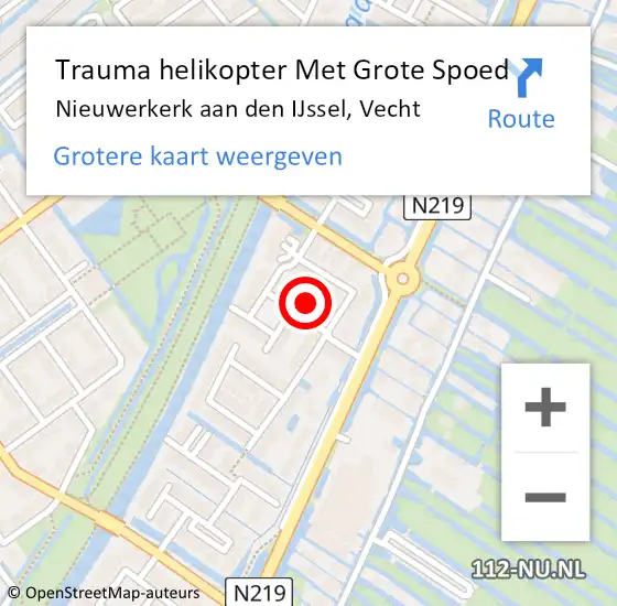 Locatie op kaart van de 112 melding: Trauma helikopter Met Grote Spoed Naar Nieuwerkerk aan den IJssel, Vecht op 6 februari 2023 13:58