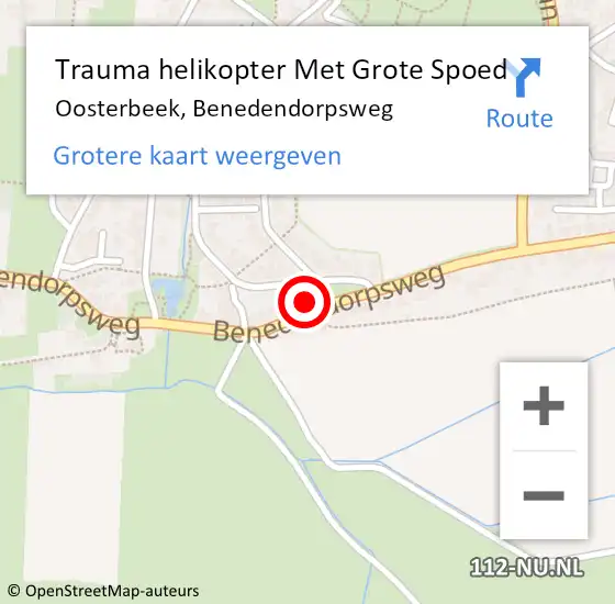 Locatie op kaart van de 112 melding: Trauma helikopter Met Grote Spoed Naar Oosterbeek, Benedendorpsweg op 6 februari 2023 14:22