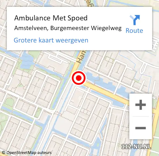 Locatie op kaart van de 112 melding: Ambulance Met Spoed Naar Amstelveen, Burgemeester Wiegelweg op 6 februari 2023 17:29