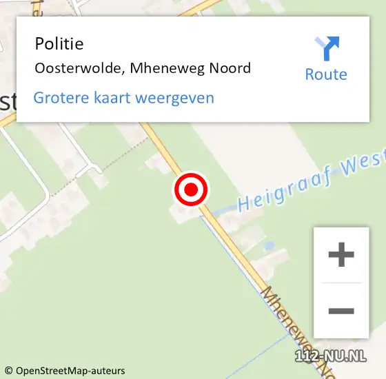 Locatie op kaart van de 112 melding: Politie Oosterwolde, Mheneweg Noord op 6 februari 2023 17:43
