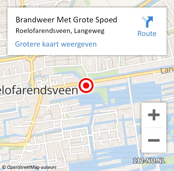 Locatie op kaart van de 112 melding: Brandweer Met Grote Spoed Naar Roelofarendsveen, Langeweg op 20 februari 2023 08:53
