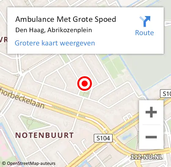Locatie op kaart van de 112 melding: Ambulance Met Grote Spoed Naar Den Haag, Abrikozenplein op 3 maart 2023 03:47