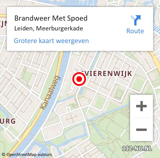 Locatie op kaart van de 112 melding: Brandweer Met Spoed Naar Leiden, Meerburgerkade op 4 maart 2023 06:05