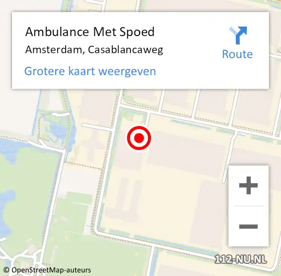 Locatie op kaart van de 112 melding: Ambulance Met Spoed Naar Amsterdam, Casablancaweg op 9 maart 2023 23:41