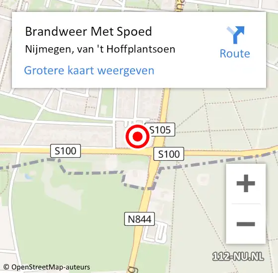 Locatie op kaart van de 112 melding: Brandweer Met Spoed Naar Nijmegen, van 't Hoffplantsoen op 20 maart 2023 00:07