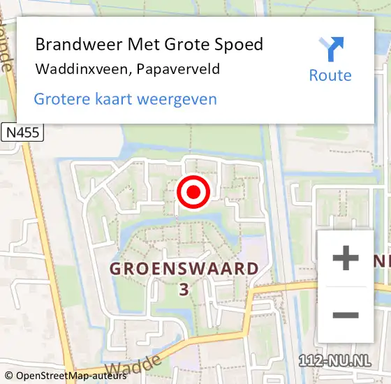 Locatie op kaart van de 112 melding: Brandweer Met Grote Spoed Naar Waddinxveen, Papaverveld op 20 maart 2023 15:09