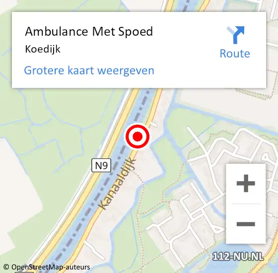 Locatie op kaart van de 112 melding: Ambulance Met Spoed Naar Koedijk op 21 maart 2023 16:01