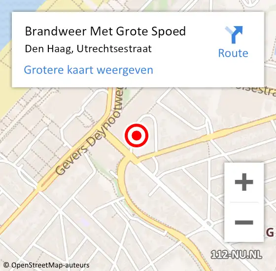 Locatie op kaart van de 112 melding: Brandweer Met Grote Spoed Naar Den Haag, Utrechtsestraat op 25 maart 2023 12:27