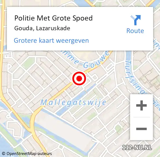Locatie op kaart van de 112 melding: Politie Met Grote Spoed Naar Gouda, Lazaruskade op 26 maart 2023 00:38