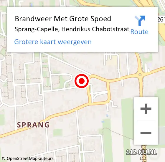 Locatie op kaart van de 112 melding: Brandweer Met Grote Spoed Naar Sprang-Capelle, Hendrikus Chabotstraat op 26 maart 2023 00:48