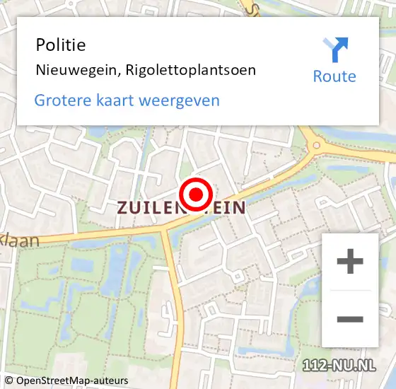 Locatie op kaart van de 112 melding: Politie Nieuwegein, Rigolettoplantsoen op 26 maart 2023 00:53