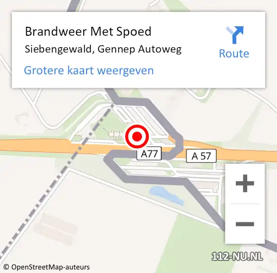 Locatie op kaart van de 112 melding: Brandweer Met Spoed Naar Siebengewald, Gennep Autoweg op 26 maart 2023 01:14