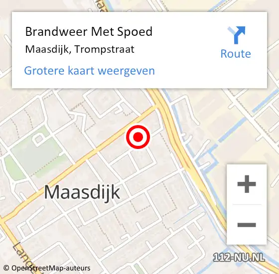 Locatie op kaart van de 112 melding: Brandweer Met Spoed Naar Maasdijk, Trompstraat op 26 maart 2023 01:16