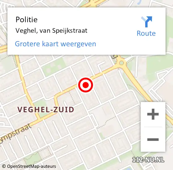 Locatie op kaart van de 112 melding: Politie Veghel, van Speijkstraat op 12 april 2023 09:37