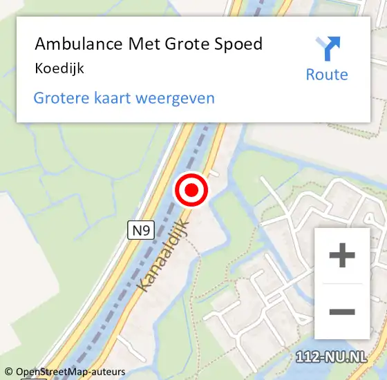 Locatie op kaart van de 112 melding: Ambulance Met Grote Spoed Naar Koedijk op 12 april 2023 14:46