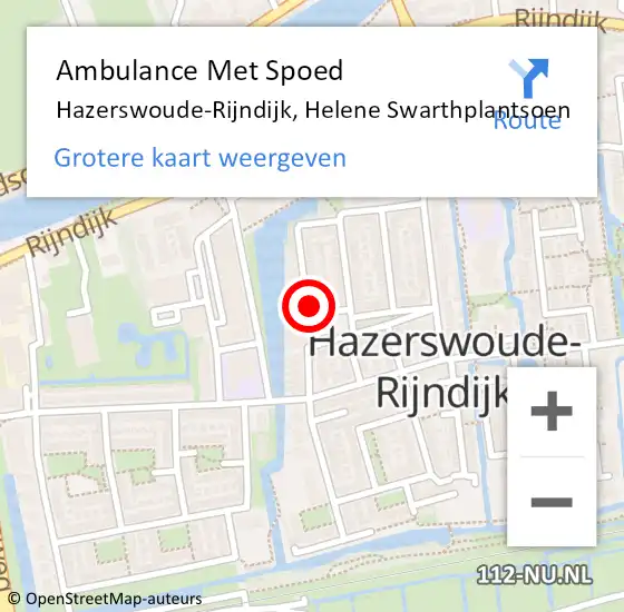 Locatie op kaart van de 112 melding: Ambulance Met Spoed Naar Hazerswoude-Rijndijk, Helene Swarthplantsoen op 14 april 2023 17:39