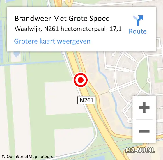 Locatie op kaart van de 112 melding: Brandweer Met Grote Spoed Naar Waalwijk, N261 hectometerpaal: 17,1 op 4 mei 2023 16:00