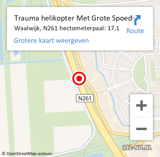 Locatie op kaart van de 112 melding: Trauma helikopter Met Grote Spoed Naar Waalwijk, N261 hectometerpaal: 17,1 op 4 mei 2023 16:09