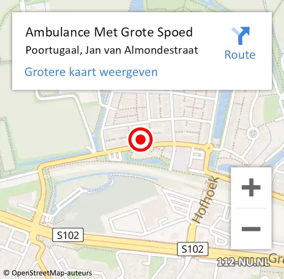 Locatie op kaart van de 112 melding: Ambulance Met Grote Spoed Naar Poortugaal, Jan van Almondestraat op 8 mei 2023 04:22