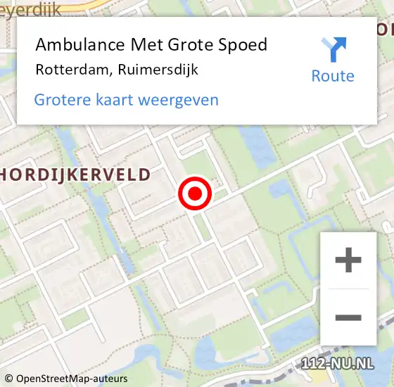 Locatie op kaart van de 112 melding: Ambulance Met Grote Spoed Naar Rotterdam, Ruimersdijk op 8 mei 2023 08:10